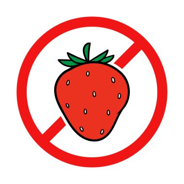 No Strawberry Sign on White Background