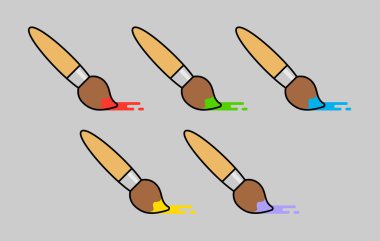 Çizgi film fırçalarının vektör kümesi