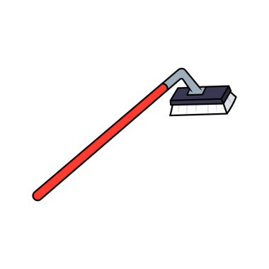 Vektör Uzun Fırça Temizleme Çizgi Filmi İllüstrasyonu