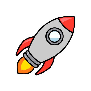 Vektör Roket Düz Tasarım Çizimi