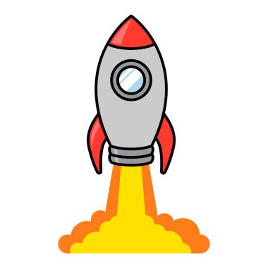 Vektör Roket Fırlatma Düz Tasarım Çizimi