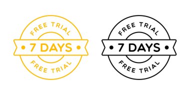 Vektör 7 Gün Serbest Deneme Rozeti Etiketi
