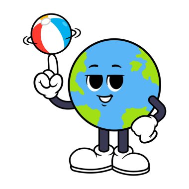 Vektör Küre Dönen Plaj Topu Parmağa