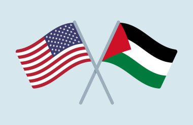 ABD ve Filistin Bayrakları İllüstrasyonu Vektörü