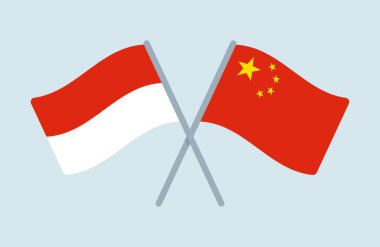 Vector Endonezya ve China Flags Illustration