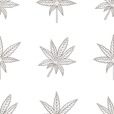 Beyaz arka planda tıbbi kenevir bitkisi olan vektör grafik pürüzsüz desen