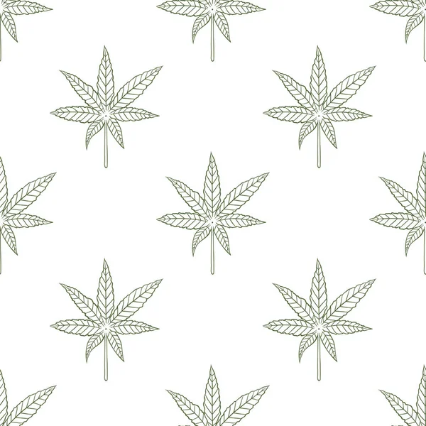 Padrão Gráfico Sem Costura Vetorial Com Planta Cannabis Medicinal Fundo — Vetor de Stock