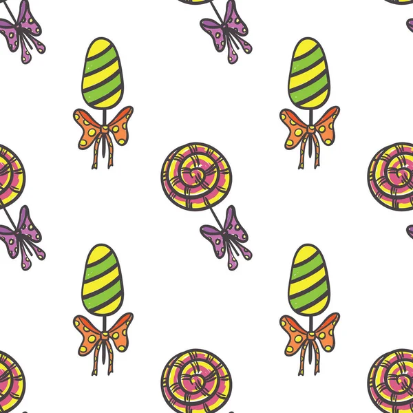 Motif Vectoriel Graphique Sans Couture Avec Bonbons Vacances Bonbons Cupcakes — Image vectorielle