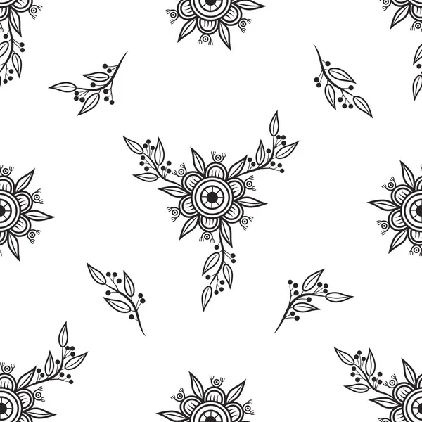 Motif Floral Floral Abstrait Vectoriel Sans Couture Sur Fond Blanc — Image vectorielle