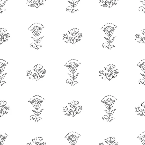 Modèle Sans Couture Printemps Vectoriel Avec Des Fleurs Dans Style — Image vectorielle