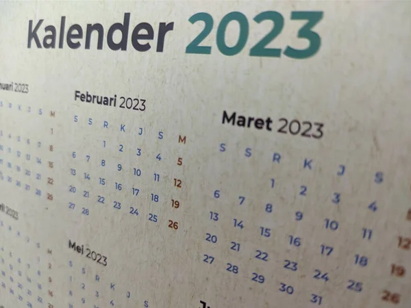 a calendar sheet. year change from 2022 to 2023