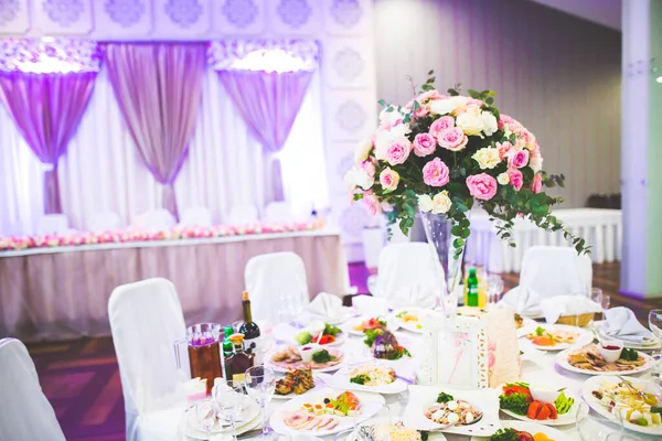 Interior Restaurante Preparado Para Cerimônia Casamento — Fotografia de Stock