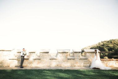 Genç mutlu çift birbirlerini görmek için koşuyorlar..