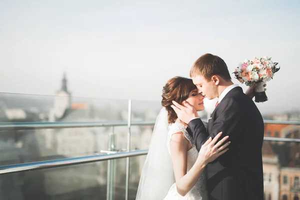 Wunderschönes Hochzeitspaar Fuß Der Altstadt Von Lviv — Stockfoto