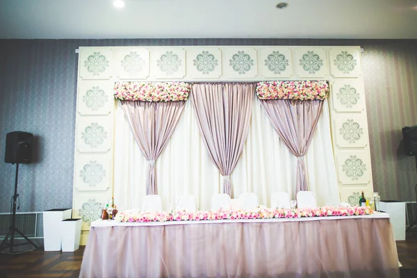 Interior Restaurante Preparado Para Cerimônia Casamento — Fotografia de Stock