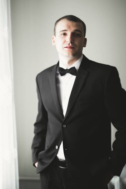 Stüdyoda duran mutlu iş adamının portresi..