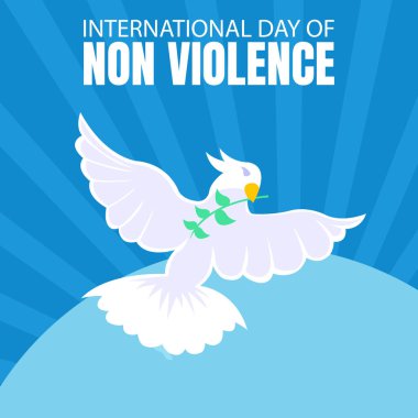 Bir güvercin yapraklı sineklerin çizim vektörü. Uluslararası şiddet karşıtı günler için mükemmel. Kutlama kartı, tebrik kartı vesaire..