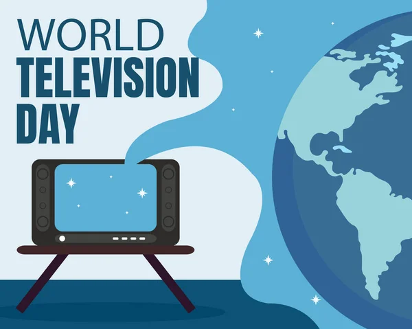 Ilustracja Wektorowa Grafika Transmisji Telewizyjnych Ukazujących Globus Gwiazdy Idealny Dzień — Wektor stockowy