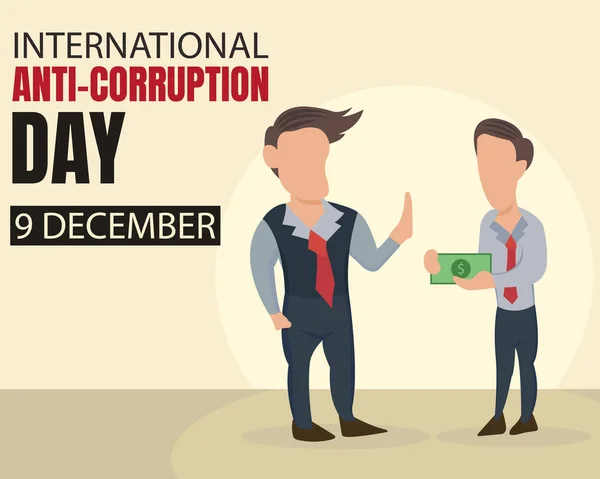 Illustration Vector Graphic Office Worker Refuses Bribe Friend Perfect International — 스톡 벡터