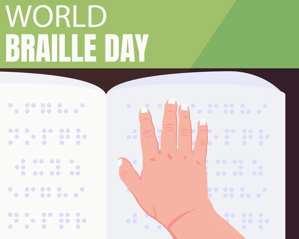 Illustration Vector Graphic Palm Braille Book Perfect International Day World — 스톡 벡터