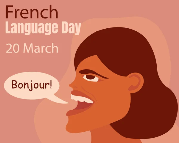 Illustration Vector Graphic Girl Speaks French Perfect International Day French — 스톡 벡터