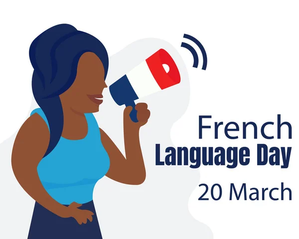 Illustration Vector Graphic Woman Holding Megaphone French Flag Perfect International — Stok Vektör