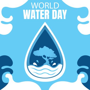 illustration vector graphic of water drops filled with silhouette of trees, showing splash, perfect for international day, world water day, celebrate, greeting card, etc.