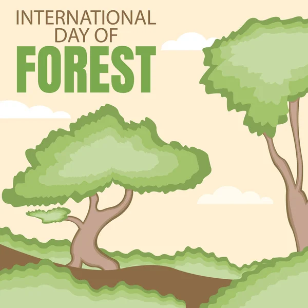 Illustration Vector Graphic Banyan Tree Middle Forest Perfect International Day —  Vetores de Stock