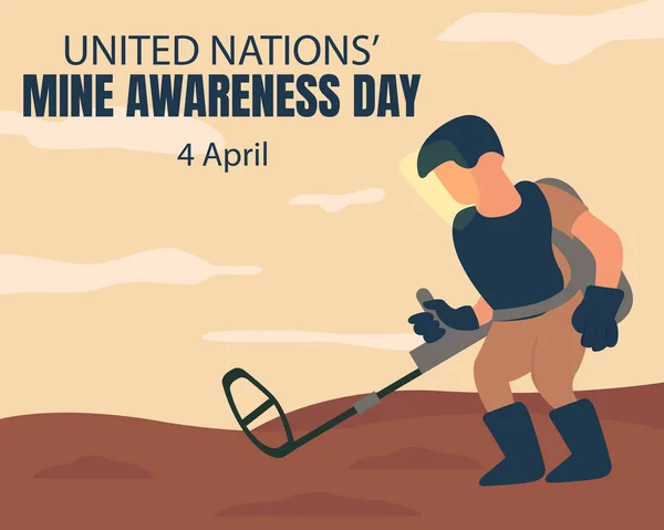 Illustration Vector Graphic Soldier Checking Landmine Perfect International Day United — Vettoriale Stock