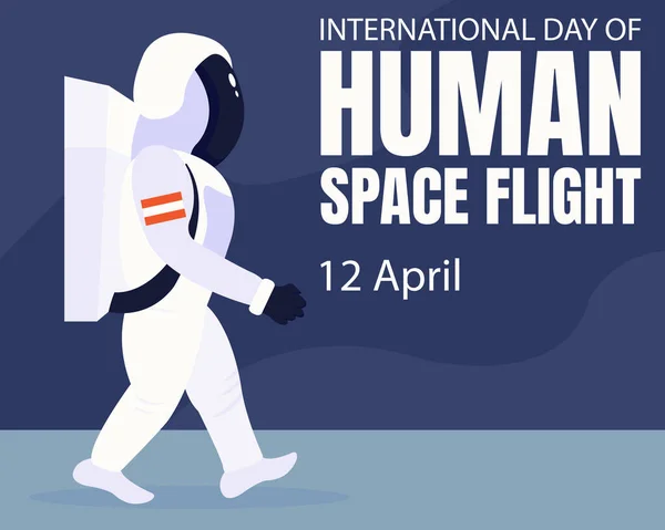 Illustraton Vector Graphic Astronaut Walking Moon Perfect International Day Human — 스톡 벡터