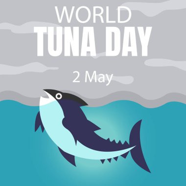 illustration vector graphic of Tuna fish head rises to the surface of the sea, perfect for international day, world tuna day, celebrate, greeting card, etc.