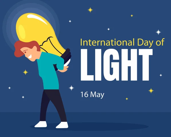 Illustration Vector Graphic Man Carrying Shining Lamp Perfect International Day — Vetor de Stock