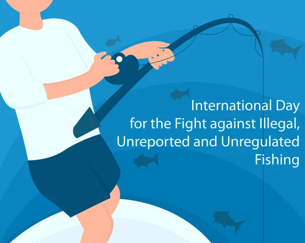 Illustration Vector Graphic Fisherman Pond Perfect International Day Fight Illegal —  Vetores de Stock