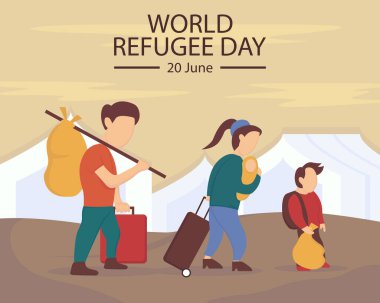 illustration vector graphic of the family fled to the camp, perfect for international day, world refugee day, celebrate, greeting card, etc. clipart