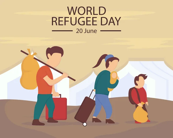 Векторный Рисунок Семьи Бежал Лагерь Идеально Подходит Международного Дня Всемирного — стоковый вектор