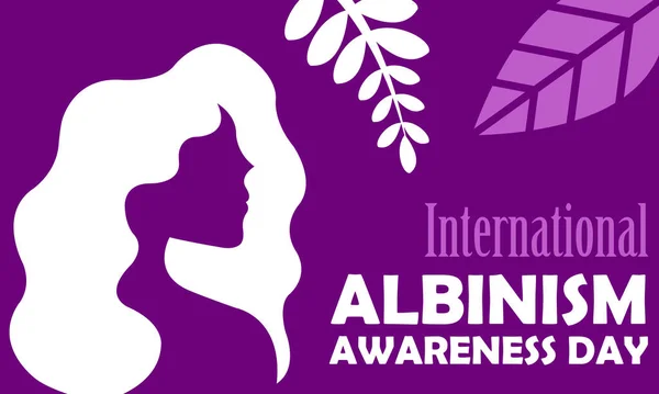 국제적 알비노 여성의 실루엣 그래픽 백색증 인식의 카드등등 — 스톡 벡터