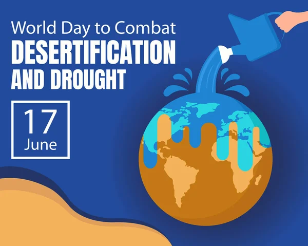 乾燥した地球のイラストベクトルグラフィックは 国際的な日 戦闘する世界の日 砂漠化と干ばつ お祝い グリーティングカードなどに最適で 手で水で振りかけられています — ストックベクタ