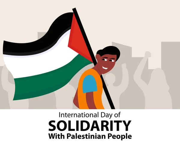 Ілюстрована Векторна Графіка Підлітка Палестинським Прапором Зображає Силует Протестуючих Ідеальний — стоковий вектор