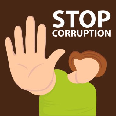 Bir adamın illüstrasyon vektör grafiği, yolsuzluğu durdurun, uluslararası yolsuzlukla mücadele günü için mükemmel, kutlama, tebrik kartı vs..