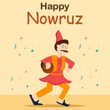 Bir tef taşıyan dansçının illüstrasyon vektör grafiği, uluslararası gün için mükemmel, mutlu nowruz, kutlama, tebrik kartı, vs..