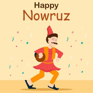 illustration vector graphic of a dancer carrying a tambourine, perfect for international day, happy nowruz, celebrate, greeting card, etc. clipart