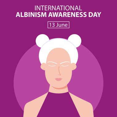 Örgülü kızın çizim vektör grafiği, uluslararası gün için mükemmel, albinizm farkındalık günü, kutlama, tebrik kartı, vs..