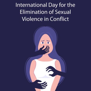 illustration vector graphic of a woman is held captive by three shadowy hands, perfect for international day, elimination of sexual. violence conflict, celebrate, greeting card, etc. clipart