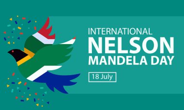 Güney Afrika bayrağıyla uçan kuşun illüstrasyon vektör grafiği, uluslararası gün için mükemmel, uluslararası Nelson Mandela günü, kutlama, tebrik kartı, vs..