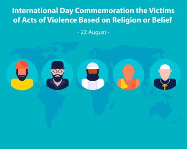 illustration vector graphic of people with different religions from all over the world, perfect for international day, commemoration the victims, acts of violence based, religion or belief. clipart