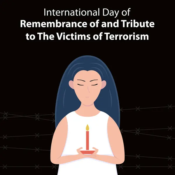 stock vector illustration vector graphic of a woman is praying while holding a candle, perfect for international day, remembrance of tribute, the victims of terrorism, celebrate, greeting card, etc.