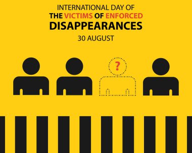 Uluslararası gün için mükemmel olan dört kayıp kişi ikonunun illüstrasyon vektör grafiği. Zorunlu uygulama, kaybolmalar, kutlama, tebrik kartı vs..