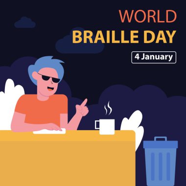 illustration vector graphic of one was reading braille at the table, perfect for international day, world braille day, celebrate, greeting card, etc. clipart