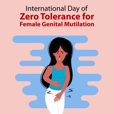 illustration vector graphic of a woman is holding her feminine area, perfect for international day, zero tolerance, female genital mutilation, celebrate, greeting card, etc. clipart