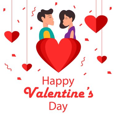 Bir çiftin illüstrasyon vektör grafiği kalp sembolünün arkasında, uluslararası gün için mükemmel, Sevgililer Günü, kutlama, tebrik kartı, vs..